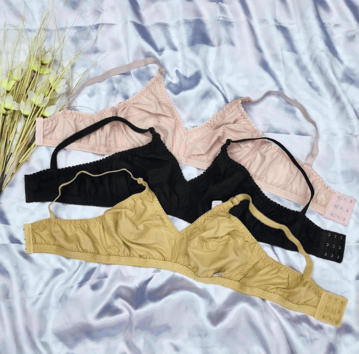 Blesi Pack Of 3 Soft Classic Cotton High Quality Non Padded Bras