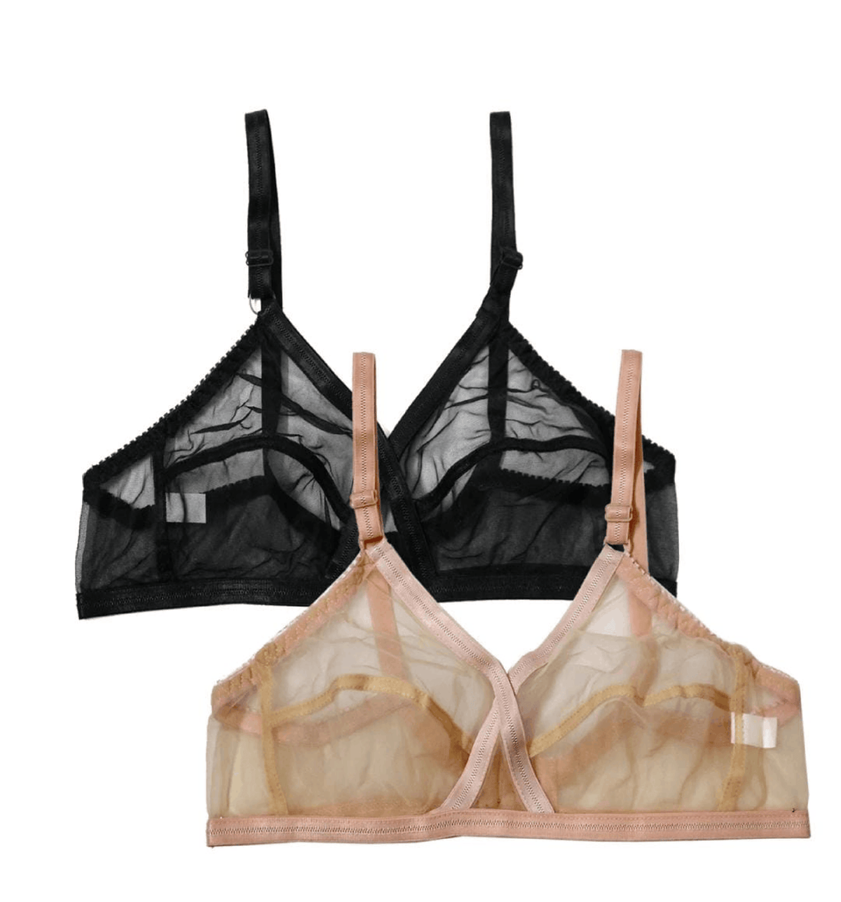 Pack Of 2 Non-Padded & Non-Wired Cotton Full Cover Full Net Transparent Bra