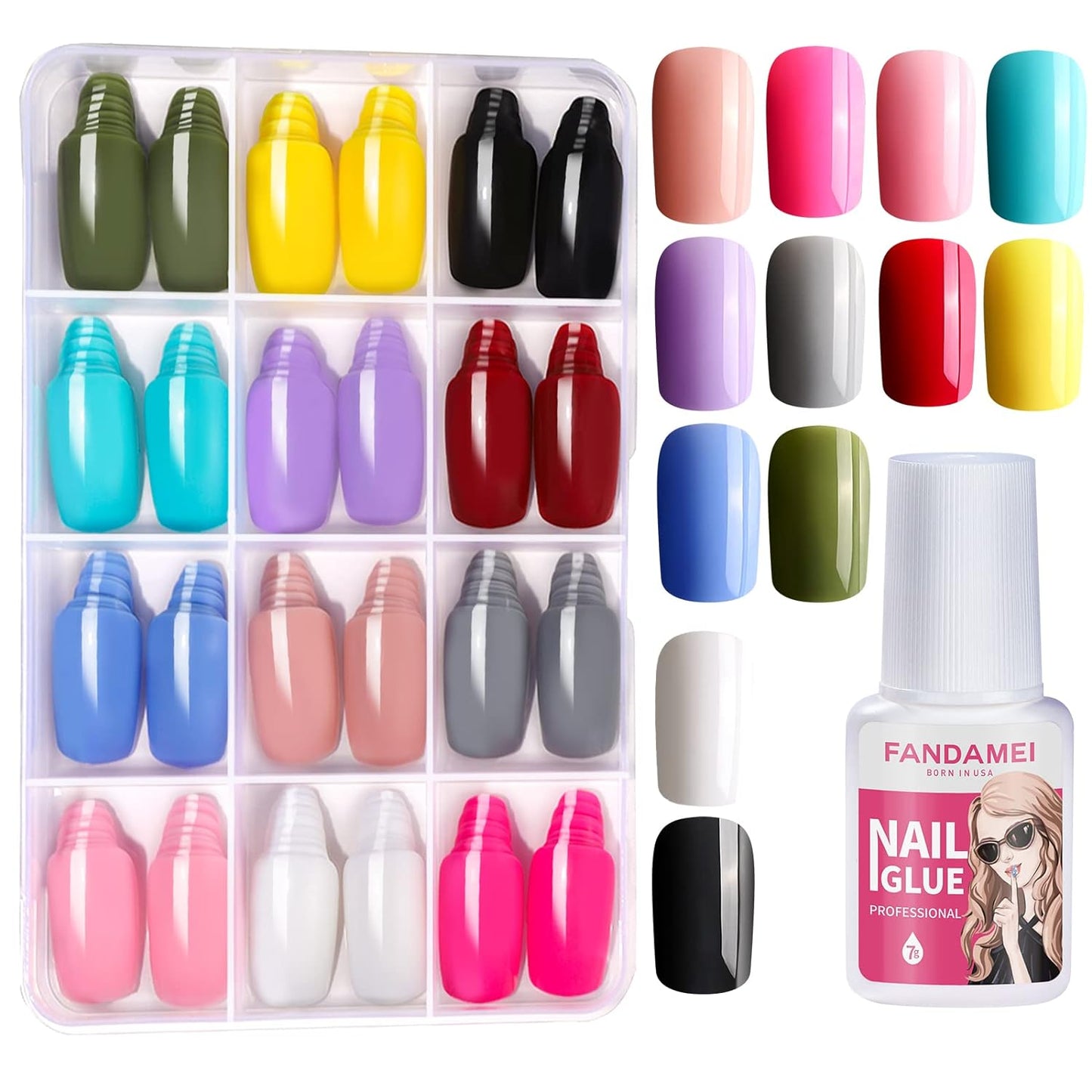 Trendy 3D nails in multi colors