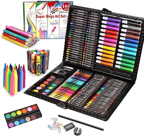 Artisits Drawing Set For Kids Include Crayons/Coloured Pencils/Watercolour Paints/Coloured Markers/Palette/Paintbrush/Pencil/Eraser/Sharpener