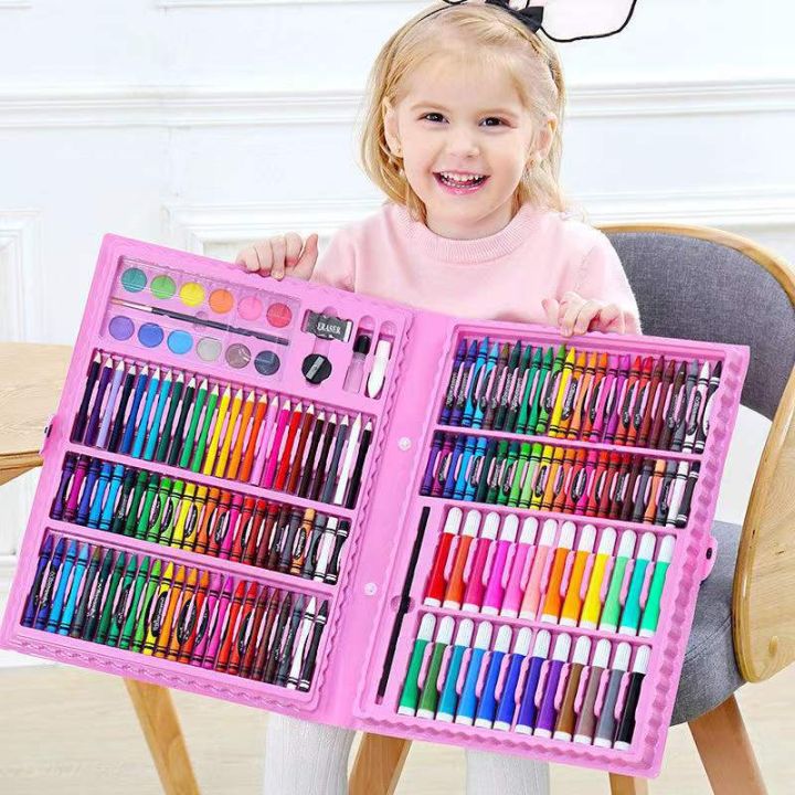 Artisits Drawing Set For Kids Include Crayons/Coloured Pencils/Watercolour Paints/Coloured Markers/Palette/Paintbrush/Pencil/Eraser/Sharpener