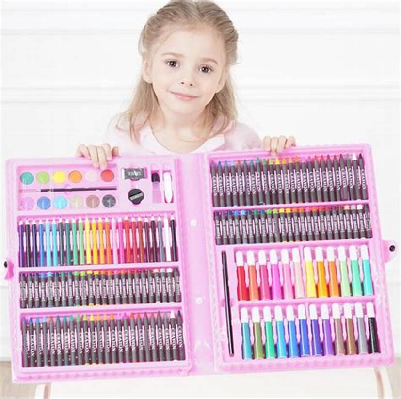 Artisits Drawing Set For Kids Include Crayons/Coloured Pencils/Watercolour Paints/Coloured Markers/Palette/Paintbrush/Pencil/Eraser/Sharpener