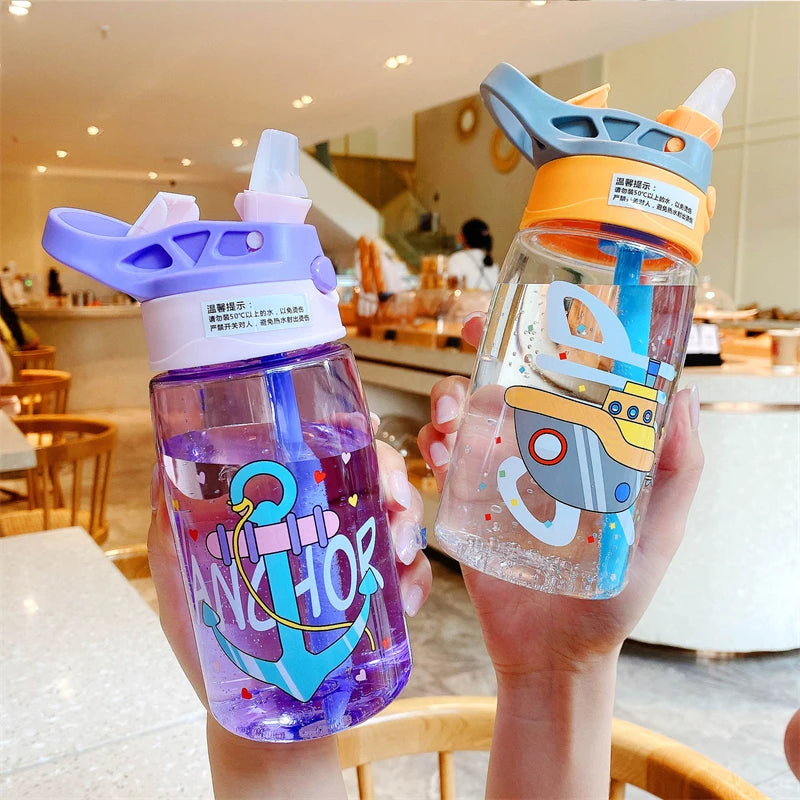 Kids Water Sippy Cup Creative Cartoon Baby Feeding Cups with Straws Leakproof Water Bottles Outdoor Portable Children's Cups