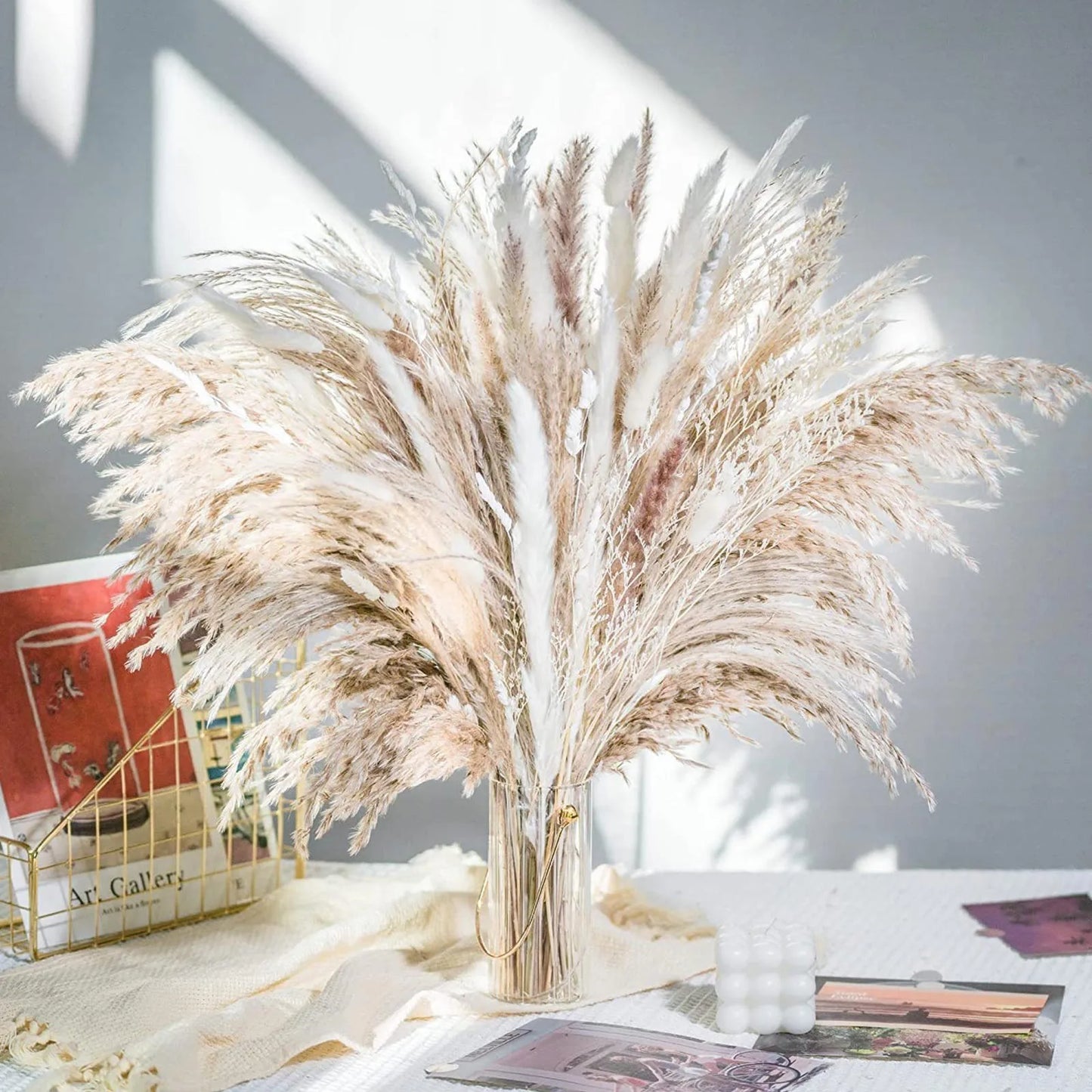 Dried Reed Flower Small Dried Flower Bouquet Small Whisk Small Pampas Grass Dried Flowers Rabbittail Home Decoration Furnishings