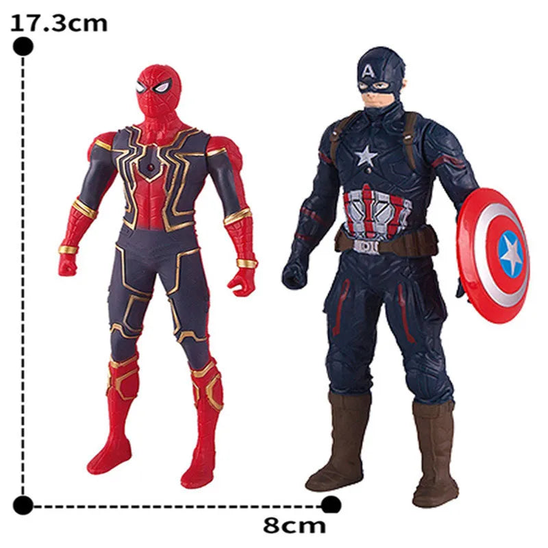 Original Marvel Spiderman Action Figure Toy Hulk Ironman Captain Pvc Movable Joints Luminous Doll Collection Model Toys Boy Gift