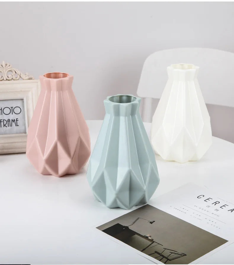 Plastic Flower Modern Vase Decoration Home Nordic Style Vase Imitation Ceramic Flower Pot Decoration Vases for Flowers