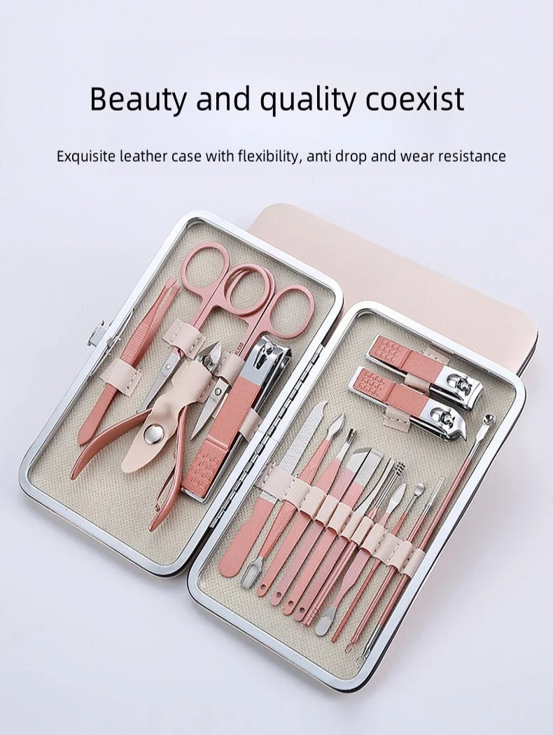 Nail Repair Set Rose Gold 18 piece Set Beauty Nail and Professional Nail Clippers