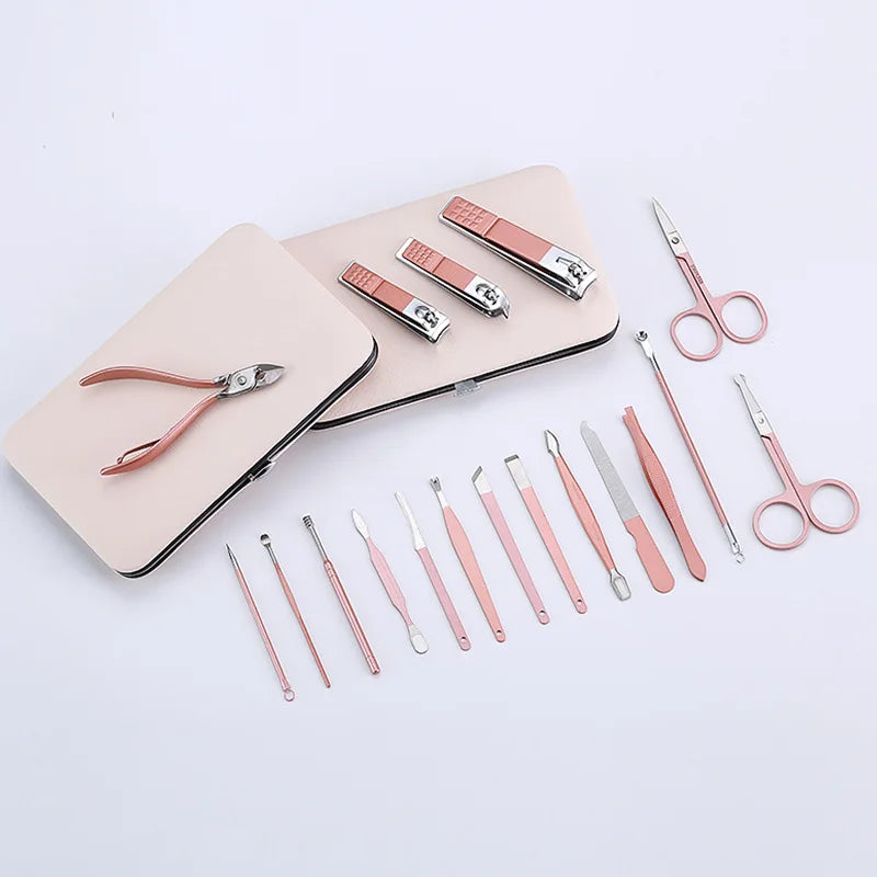 Nail Repair Set Rose Gold 18 piece Set Beauty Nail and Professional Nail Clippers