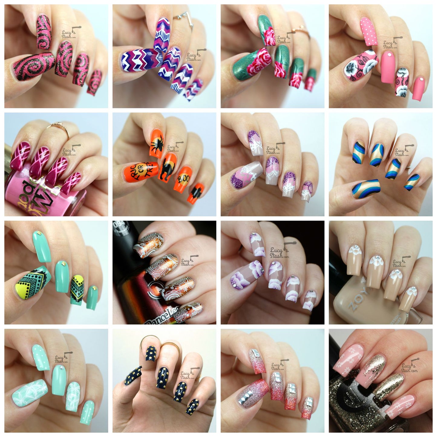 Trendy 3D nails in multi colors