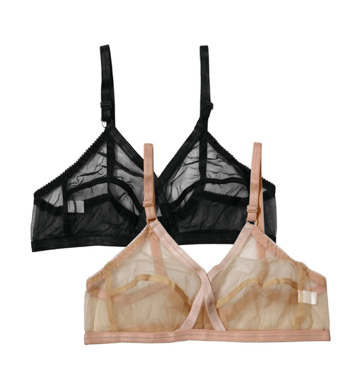 Pack Of 2 Non-Padded & Non-Wired Cotton Full Cover Full Net Transparent Bra